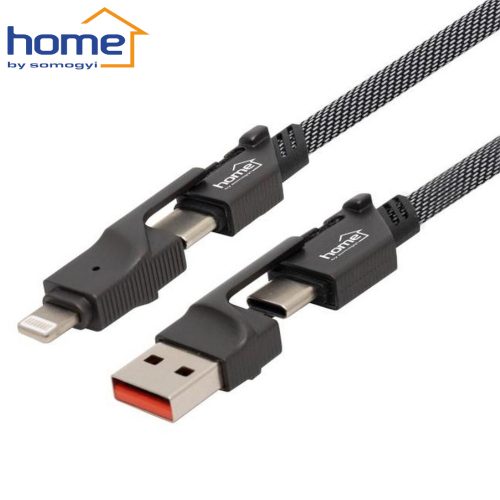USB4x töltőkábel USB C-C + A-C + C-LIGHTNING + A-LIGTNING 1,1 m - HOME