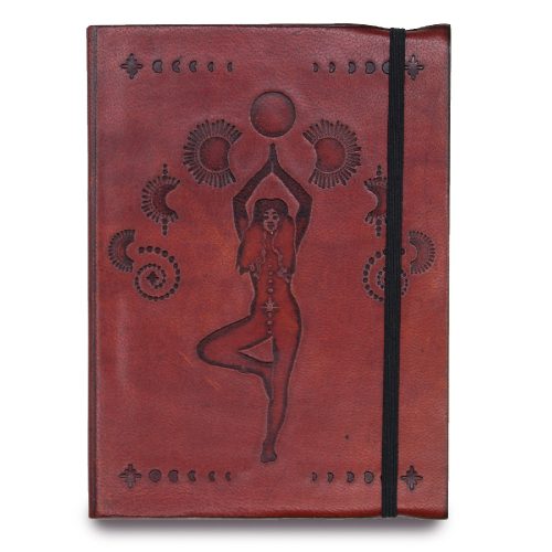 Bőrkötésű kézműves notesz - COSMIC GODDESS - 13x13x2,5 cm