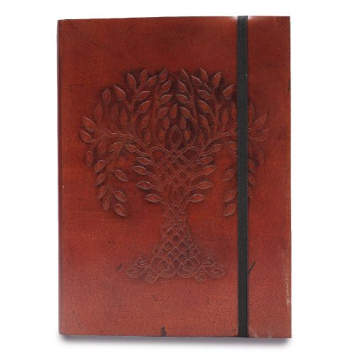 Bőrkötésű kézműves notesz - TREE OF LIFE - 18x13x2,5 cm
