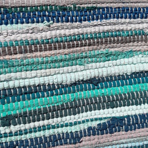 Indiai rongyszőnyeg - zöldeskék - 50x90 cm