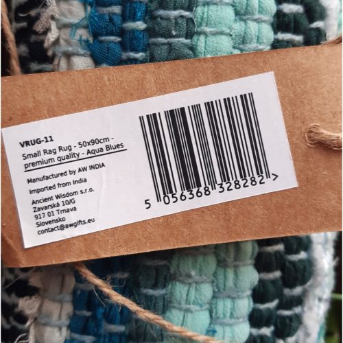 Indiai rongyszőnyeg - zöldeskék - 50x90 cm