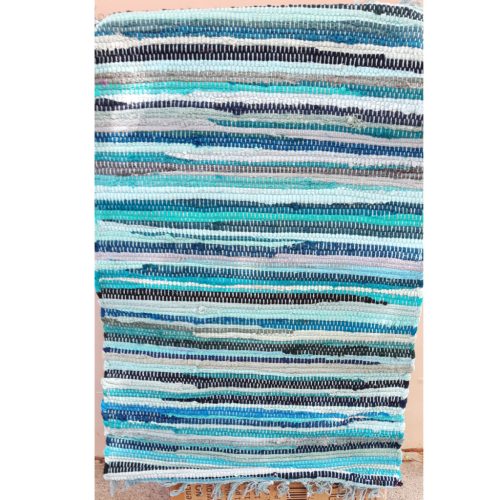 Indiai rongyszőnyeg - zöldeskék - 50x90 cm