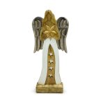 Kézműves fa angyal szobor, fém szárnyakkal 30 cm - CSILLAG