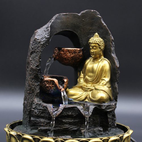 Szobai csobogó 230 V - Arany meditáló Buddha - 30 cm