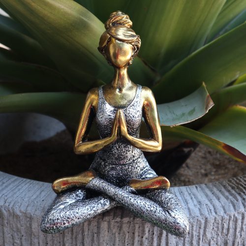 Yoga Lady Szobrocska - Bronz-Ezüst - 24 cm